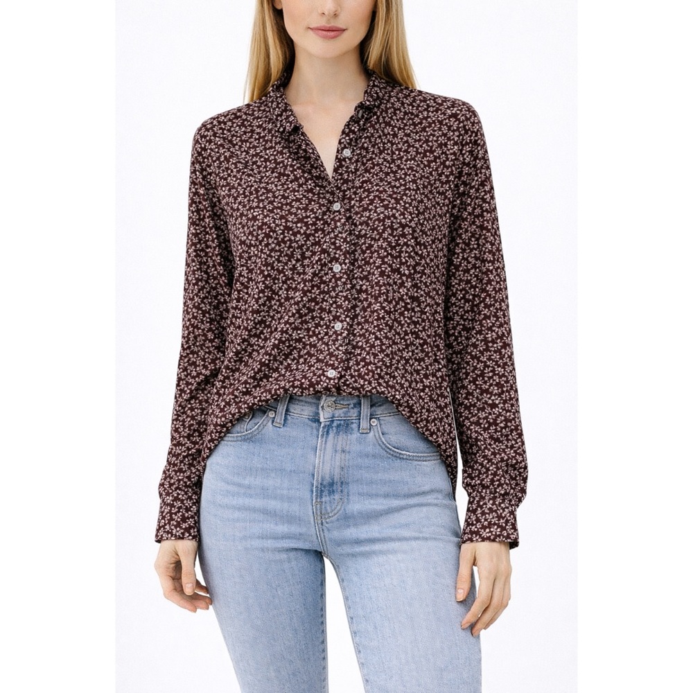 Vanessa Bruno 100% cotton mini floral boho button up blouse NEW